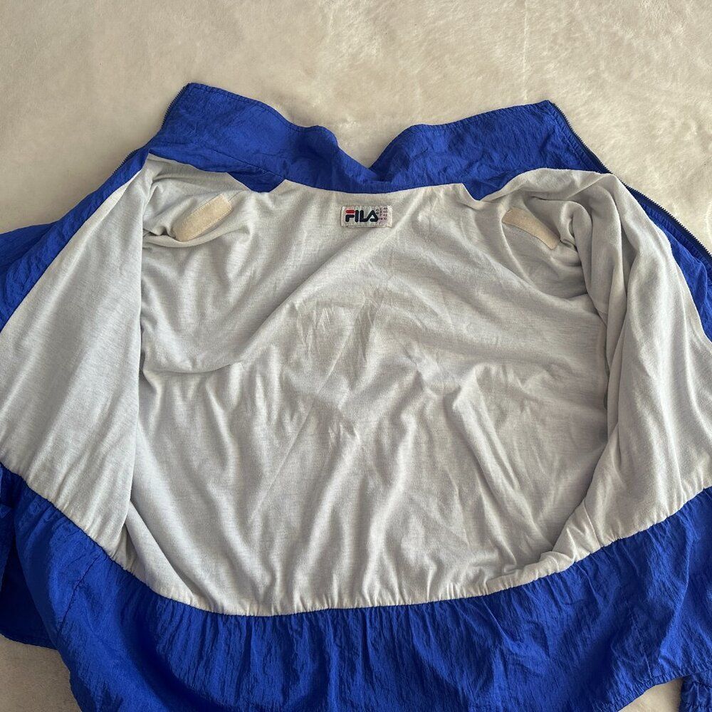Vintage 90s FILA Women’s Windbreaker Jacket Blue USA 10 Retro Track Jacket - Picture 7 of 7